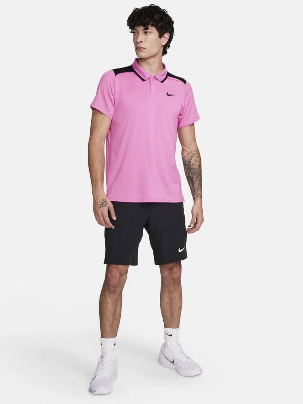 Nike Court Advantage Polo Shirt Mens Pink Dri-Fit Performance Tennis Large FD531